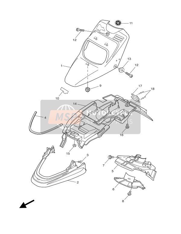 4PAF15530100, Interno, Parafango 2, Yamaha, 3